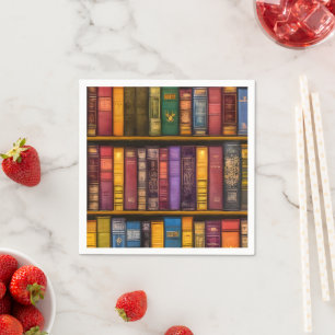 Timeless Old Books On Shelf Napkin