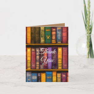 Timeless Old Books On Shelf Thank You Card