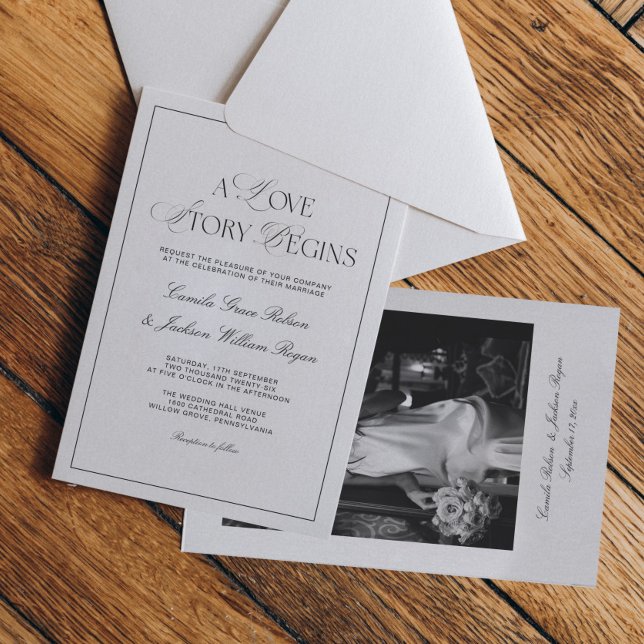 Timeless Old Money Black and White Wedding Invitation (Creator Uploaded)