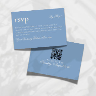 Timeless Old Money Blue Wedding QR RSVP Card