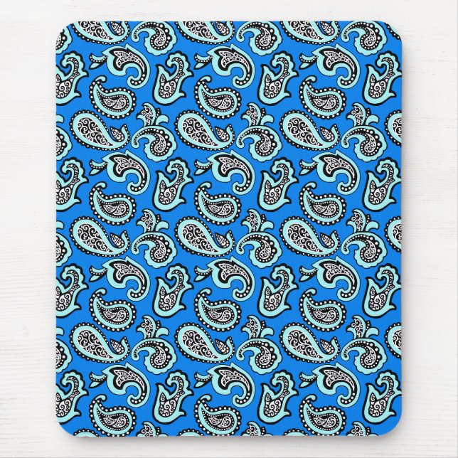 Timeless  Paisley on Blue Background Mouse Pad (Front)