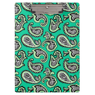 Timeless Paisley on Green Background Clipboard