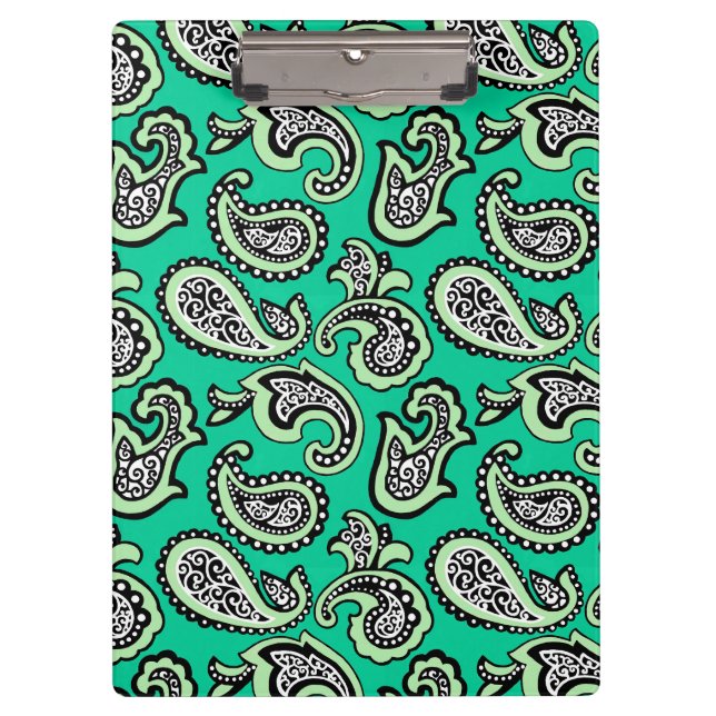 Timeless Paisley on Green Background Clipboard (Front)