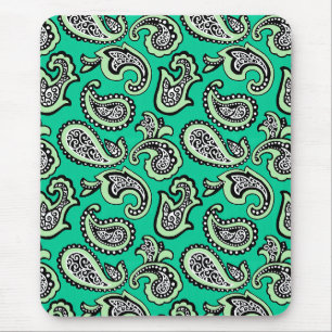 Timeless Paisley on Green Background Mouse Pad