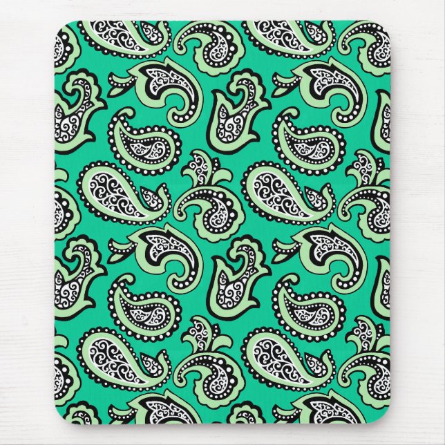 Timeless Paisley on Green Background Mouse Pad (Front)