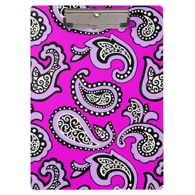 Timeless  Paisley on Hot Pink  Background Clipboard (Front)