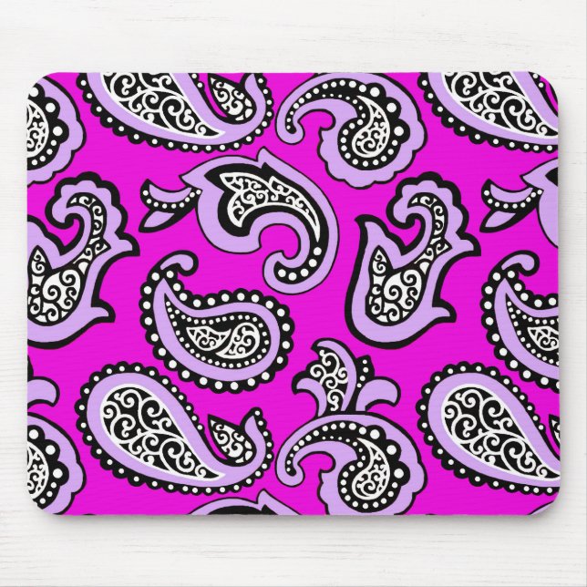 Timeless  Paisley on Hot Pink  Background Mouse Pad (Front)