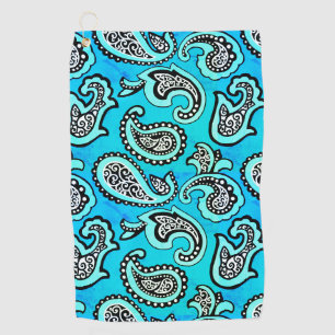 Timeless Paisley on Teal Background Golf Towel