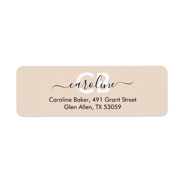 Timeless - Pastel Ivory Monogram Address Label (Front)