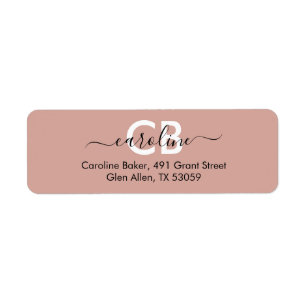 Timeless - Peach Pink Monogram Address Label