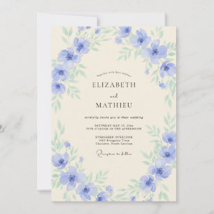 Timeless Periwinkle Wildflower Wedding Invitation