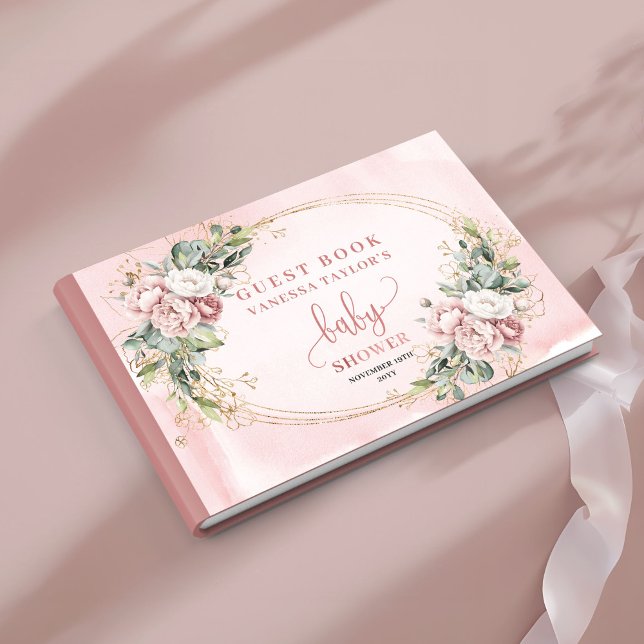 Timeless Pink Floral Greenery Baby Guest Book (Timeless Pink Floral Greenery Baby Guest Book)