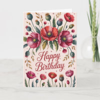 Timeless Poppy Floral Birthday