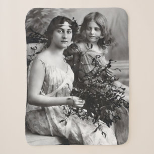 Timeless Portrait of Mother and Daughter Sherpa Blanket