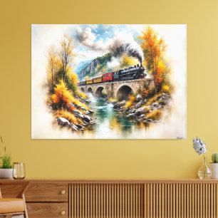 Timeless Railway Escape / Picturesque Fall Scenery Canvas Print