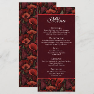 Timeless Red Calla Lilies Petal Boho Wedding Menu