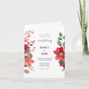 Timeless Red Flower Wedding Invitation