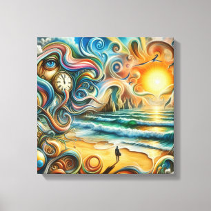 Timeless Reflections: Surreal Coastal Dreamscape Canvas Print