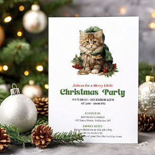 Timeless Retro Christmas Cat Party Design Invitation
