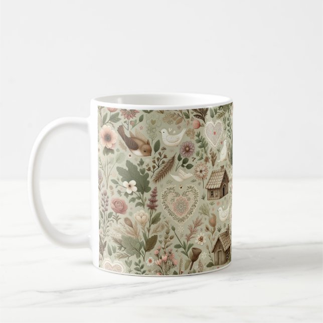 Timeless Romance: A Classic Valentine's Day Patter Coffee Mug (Left)