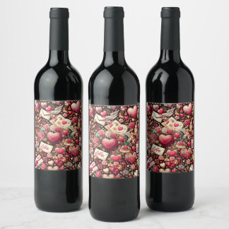Timeless Romance: A Classic Valentine's Day Patter Wine Label