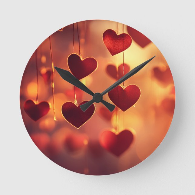Timeless Romance -Hanging Hearts Wall Clock (Front)