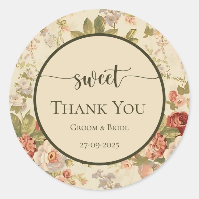 Timeless Romance: Red Vintage Flower Classic Round Sticker (Front)