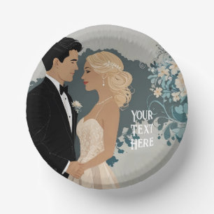 Timeless Romance: Watercolour Bride and Groom Art Paper Plate