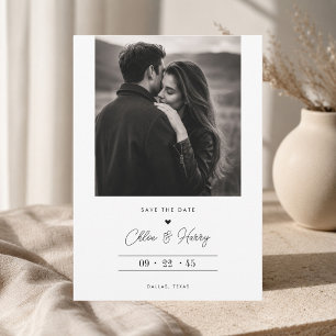 Timeless Romantic Black & White Photo Save The Date