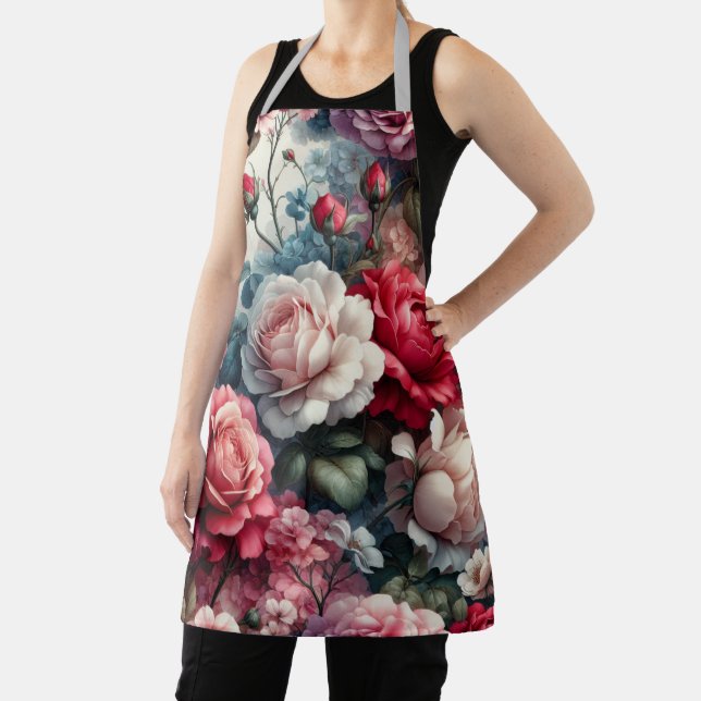 Timeless Rose Floral Charm Apron (Insitu)