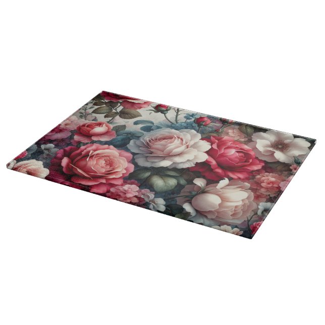 Timeless Rose Floral Charm Cutting Board (Corner)
