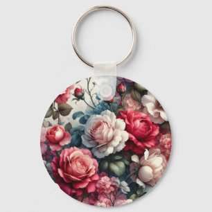 Timeless Rose Floral Charm Key Ring