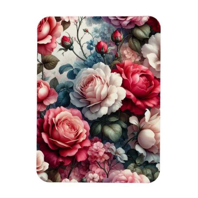 Timeless Rose Floral Charm Magnet (Vertical)