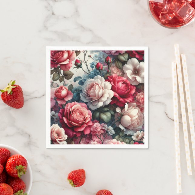 Timeless Rose Floral Charm Napkin (Insitu)