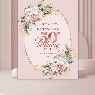Timeless Rose Gold Dusty Pink 50th Birthday Party  Tapestry