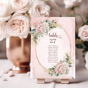 Timeless Rose Gold Floral Eucalyptus Table Number