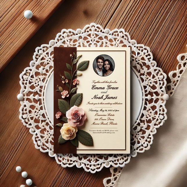 Timeless Rose Photo Wedding Invitation (Creator Uploaded)