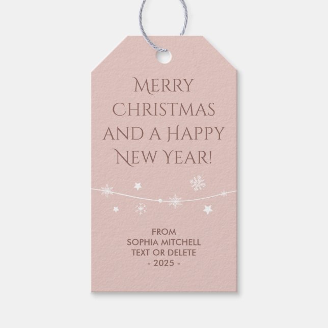 Timeless - Rosy Beige Christmas Snowflake Gift Tag (Front)