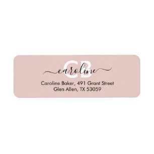 Timeless -- Rosy Beige Monogram Address Label