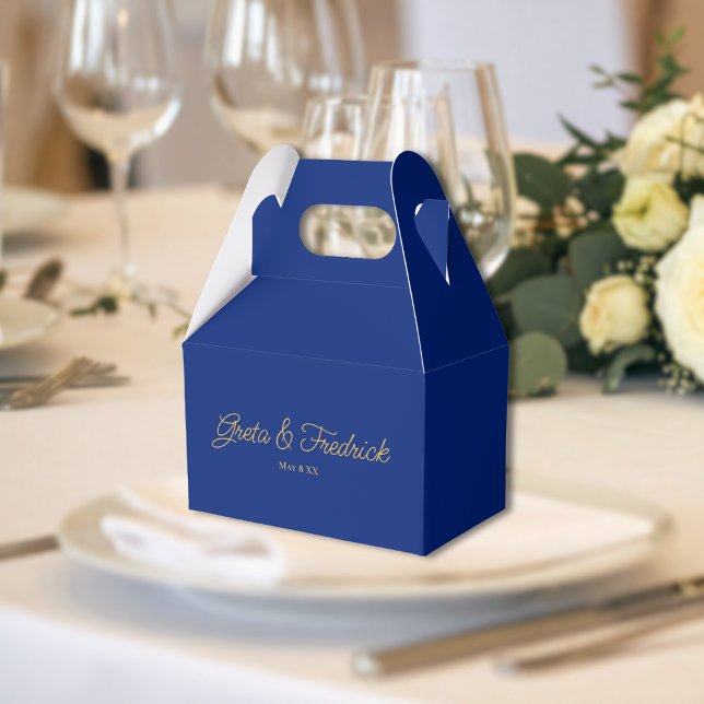 Timeless Royal Blue and Gold Wedding Favour Box (Creator Uploaded)