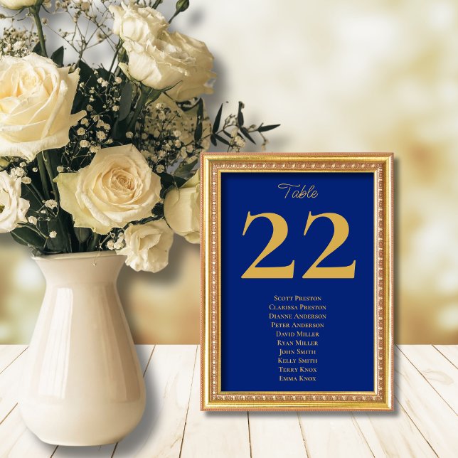 Timeless Royal Blue Gold Seating Assignment Table Number (Creator Uploaded)