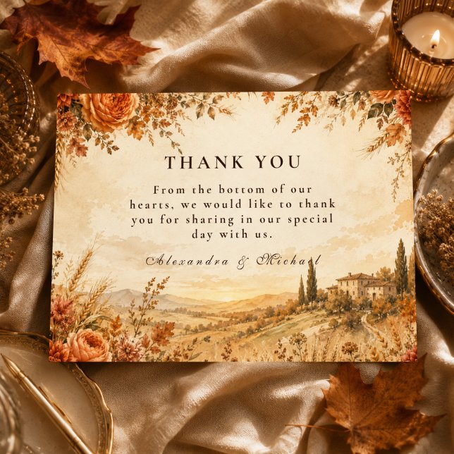 Timeless Rustic Autumn Wedding Thank You Card (Creator Uploaded)