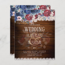 Timeless Rustic Blue Burgundy Floral Lace Wedding