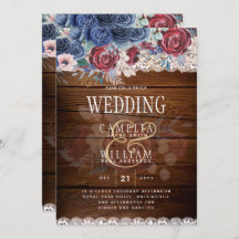 Timeless Rustic Blue Burgundy Floral Lace Wedding