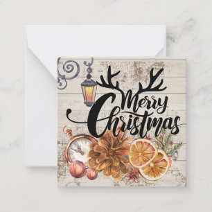 Timeless rustic farmhouse Wood Reindeer Christmas Card