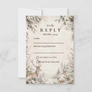 Timeless Rustic Winter Wedding RSVP Card