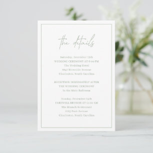 Timeless Sage Green Elegant Wedding Enclosure Card
