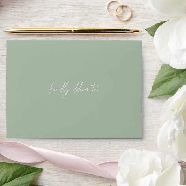 Timeless Sage Green Elegant Wedding Envelope (Wedding)