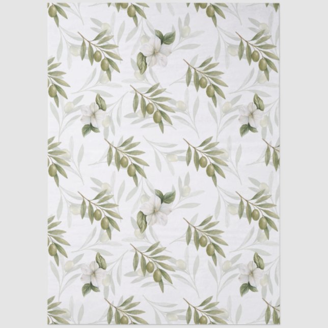 Timeless Sage Olive Wataercolor Chic  Tissue Paper (Front)