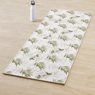 Timeless Sage Olive Wataercolor Chic  Yoga Mat